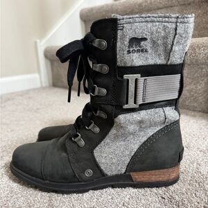 Sorel Black and Gray Ankle Boots